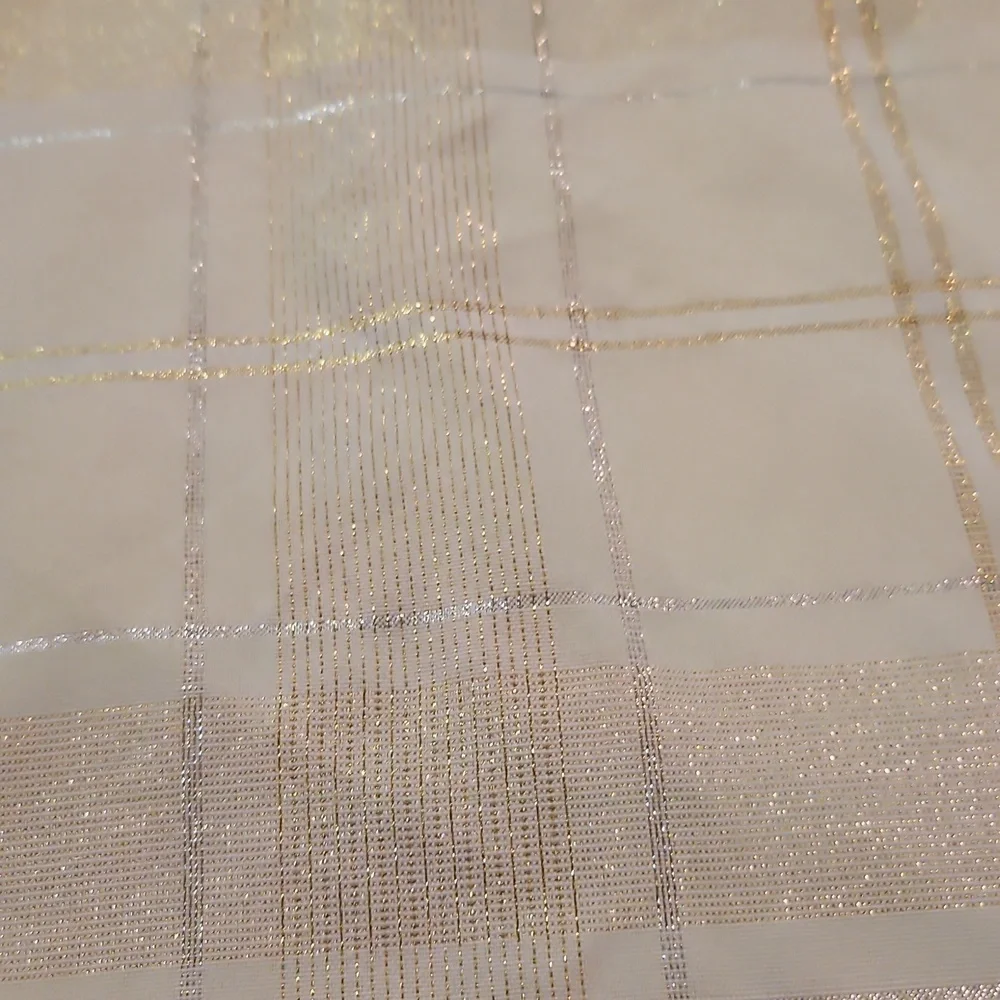 Beige Gold Silver Metallic Table Cloth 60